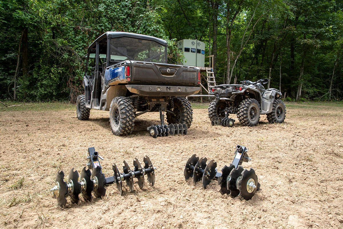 Big Buck Food Plot Plow mounted on an ATV and UTV