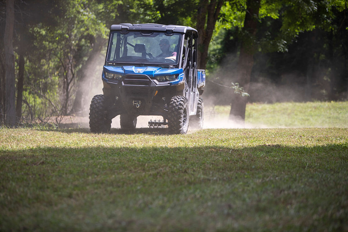 Making an initial groundbreaking with the Big Buck Food Plot Plow on a UTV