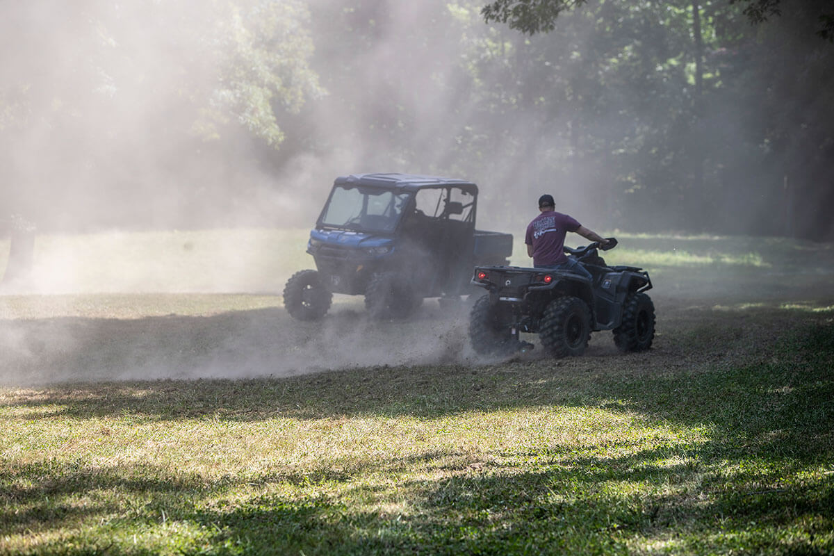 Big Buck Food Plot Plows hard at work on an ATV and UTV